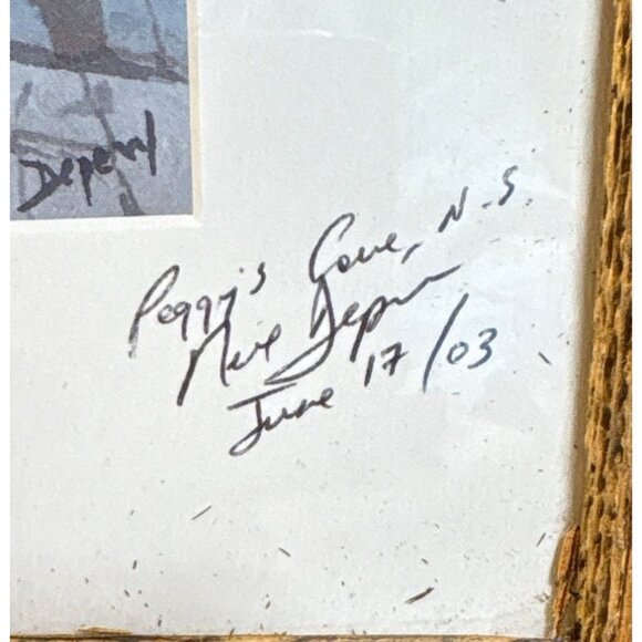 Peggys Cove Lighthouse Print In Rustic Wood Frame Signed Neil Depew 15 x 12.5" - Picture 3 of 10